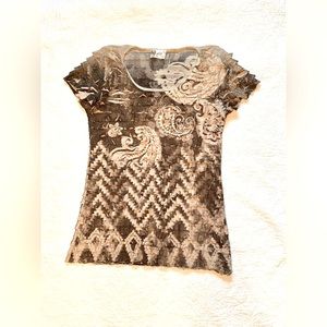 •Lavish• Jersey sublimation Top paisley ruffle